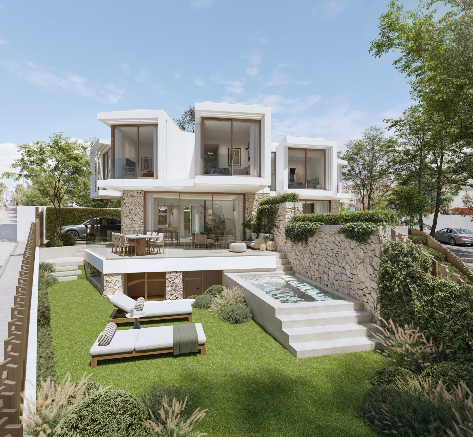 Portugal 2: Contemporary homes with garden and private pool in Pedregalejo, Malaga.